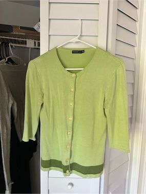 Rinorossi Lime Green Button-Front Cardigan with Olive Stripe